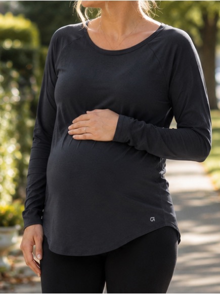 Gap Maternity Black Active Long Sleeve Workout Top Xl Nwt